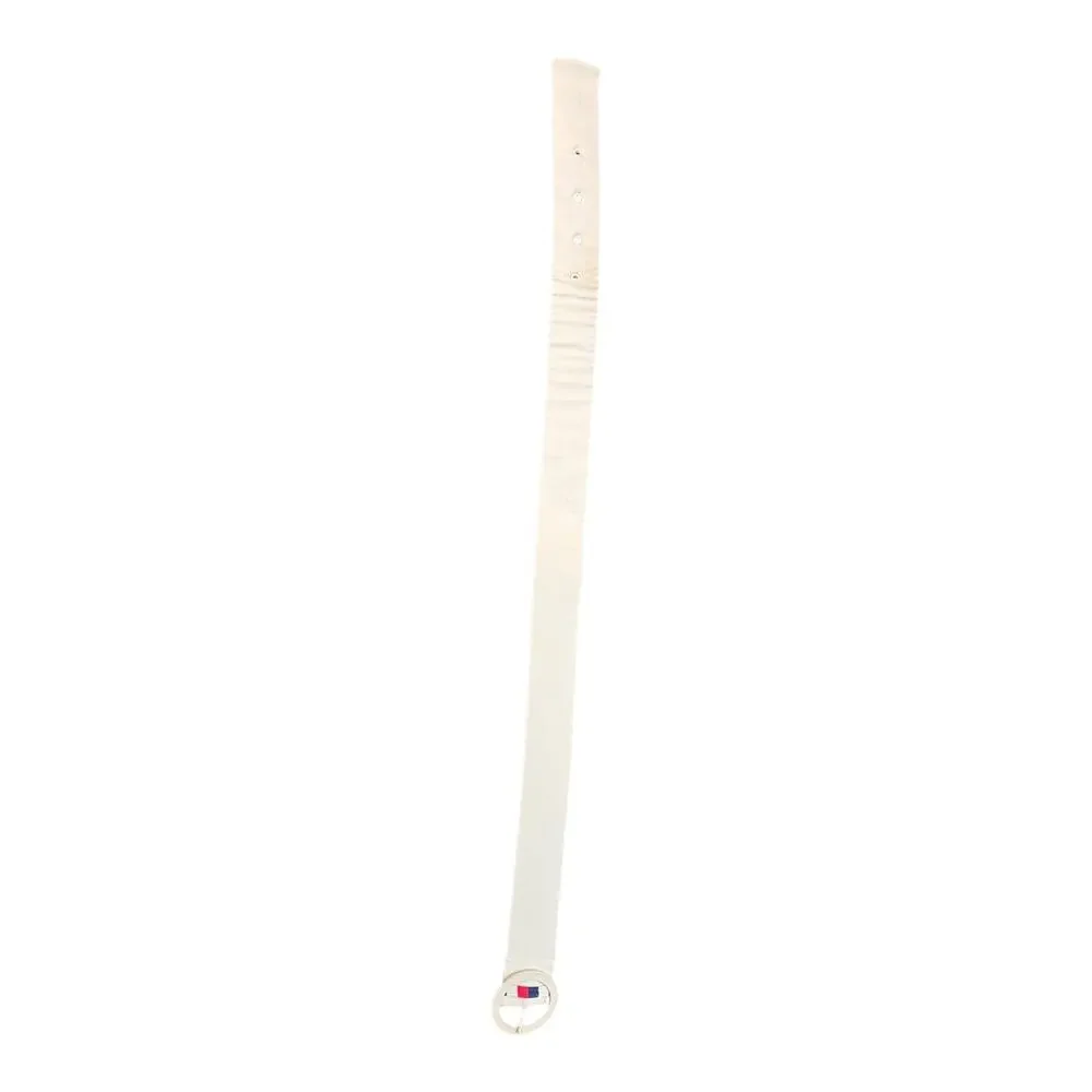 Vintage 60s/70s Style White Fabric Belt Round Buckle Red White‎ Blue Retro Small